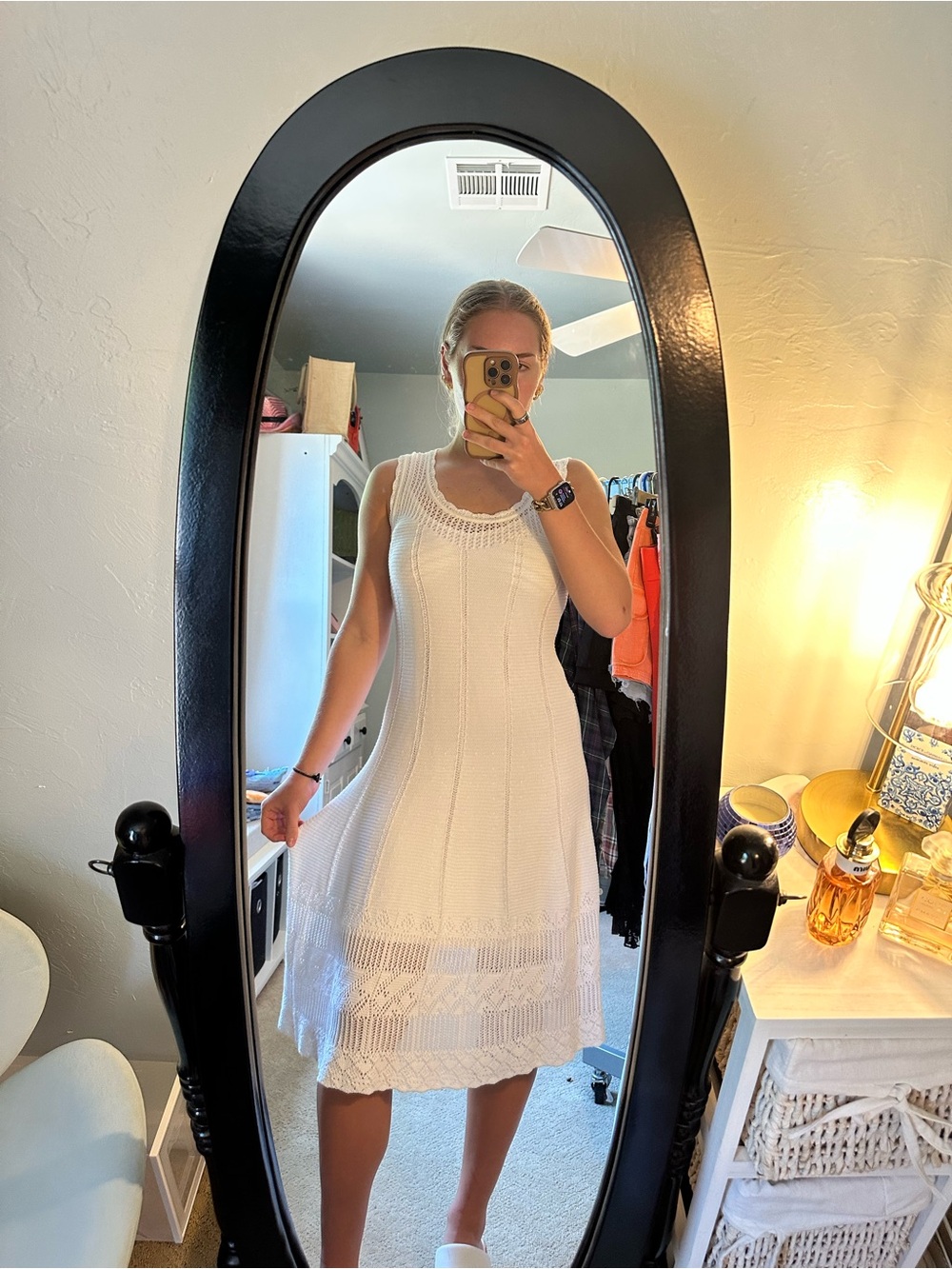 Ralph Lauren White Knit Sleeveless Midi Dress NWT